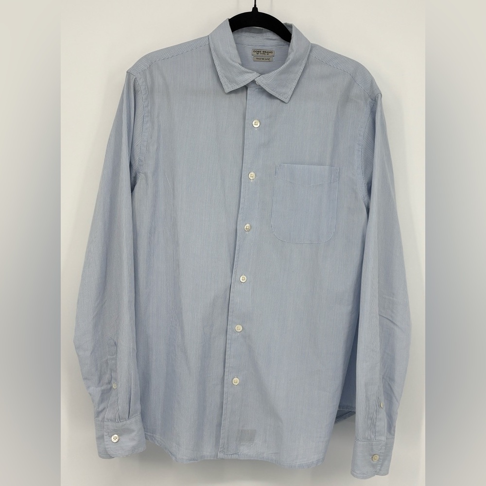 OOBE BRAND Shirt Blue White Striped 100% Cotton Mens Large